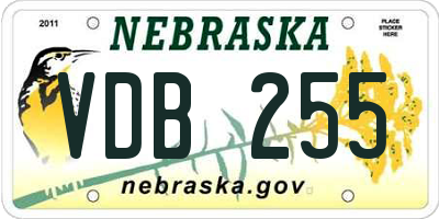 NE license plate VDB255