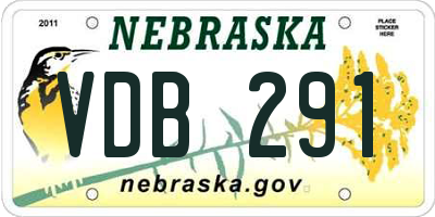 NE license plate VDB291