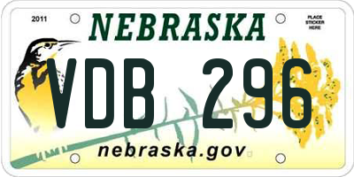 NE license plate VDB296