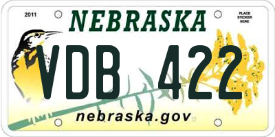 NE license plate VDB422