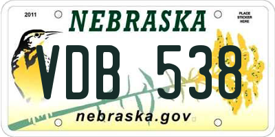 NE license plate VDB538