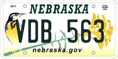 NE license plate VDB563