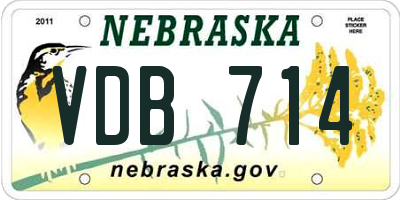NE license plate VDB714