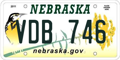 NE license plate VDB746