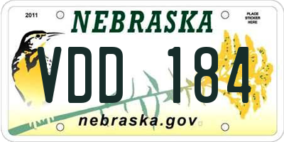 NE license plate VDD184