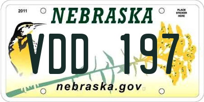 NE license plate VDD197