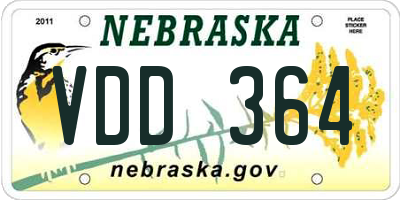 NE license plate VDD364