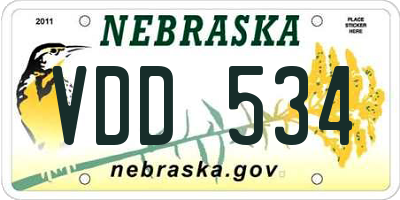 NE license plate VDD534