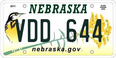 NE license plate VDD644