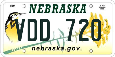 NE license plate VDD720