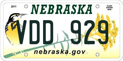 NE license plate VDD929