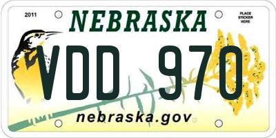 NE license plate VDD970