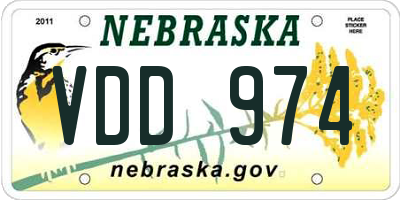 NE license plate VDD974