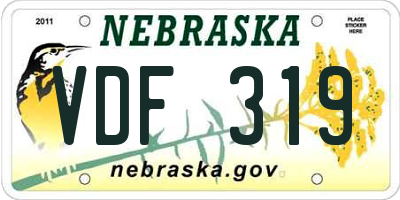 NE license plate VDF319