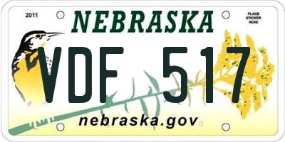 NE license plate VDF517