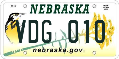NE license plate VDG010