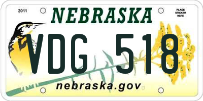 NE license plate VDG518