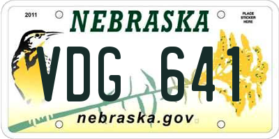 NE license plate VDG641