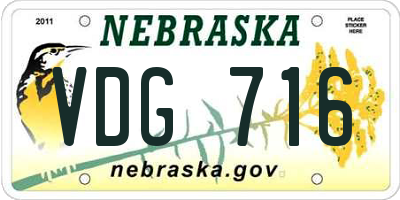 NE license plate VDG716