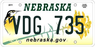 NE license plate VDG735