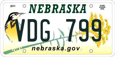 NE license plate VDG799