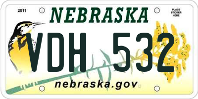 NE license plate VDH532
