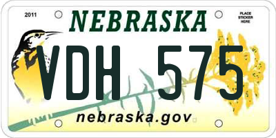 NE license plate VDH575