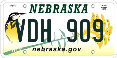 NE license plate VDH909