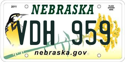 NE license plate VDH959