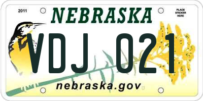 NE license plate VDJ021
