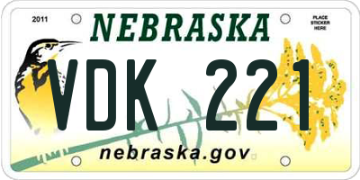 NE license plate VDK221
