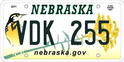NE license plate VDK255