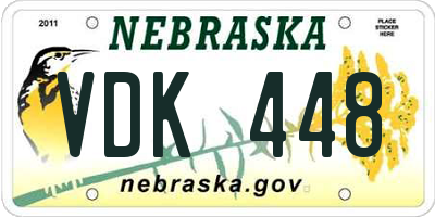 NE license plate VDK448