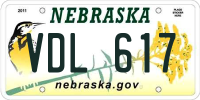 NE license plate VDL617