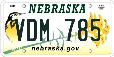 NE license plate VDM785