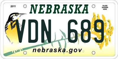 NE license plate VDN689