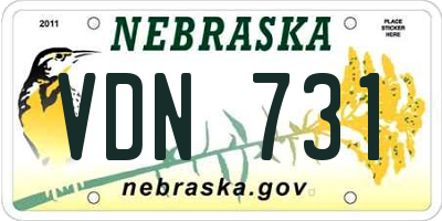 NE license plate VDN731