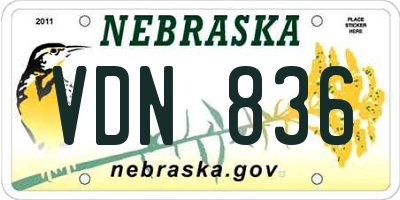 NE license plate VDN836