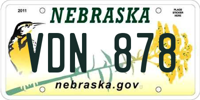 NE license plate VDN878