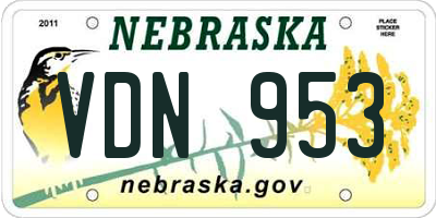 NE license plate VDN953