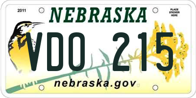 NE license plate VDO215