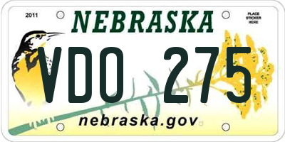 NE license plate VDO275