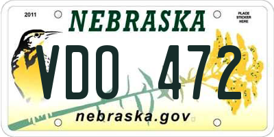 NE license plate VDO472