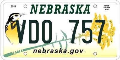 NE license plate VDO757