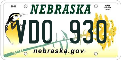 NE license plate VDO930