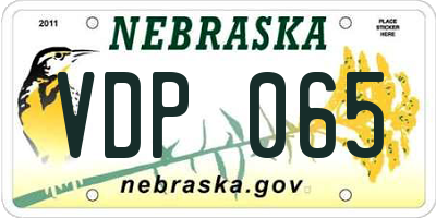 NE license plate VDP065