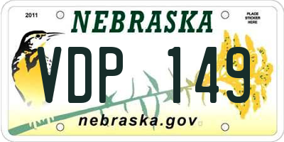 NE license plate VDP149