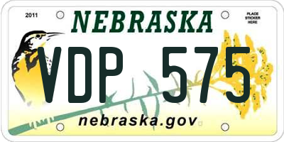 NE license plate VDP575