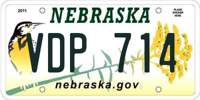 NE license plate VDP714