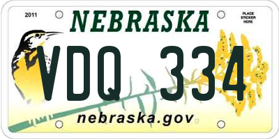 NE license plate VDQ334